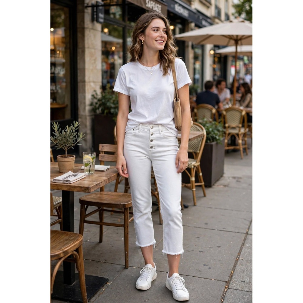 Rag and Bone Womens 26 Capri Jeans White Solid High Rise Raw Hem Denim